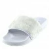 Kickfootwear WOMENS Fluffy Sliders Lightweight Sandal- White