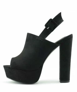 Kickfootwear WOMENS Platform Peep Toe Mules - Black