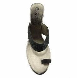 Kickfootwear WOMENS Grace Metallic Toe Sparkle Sandals - Black
