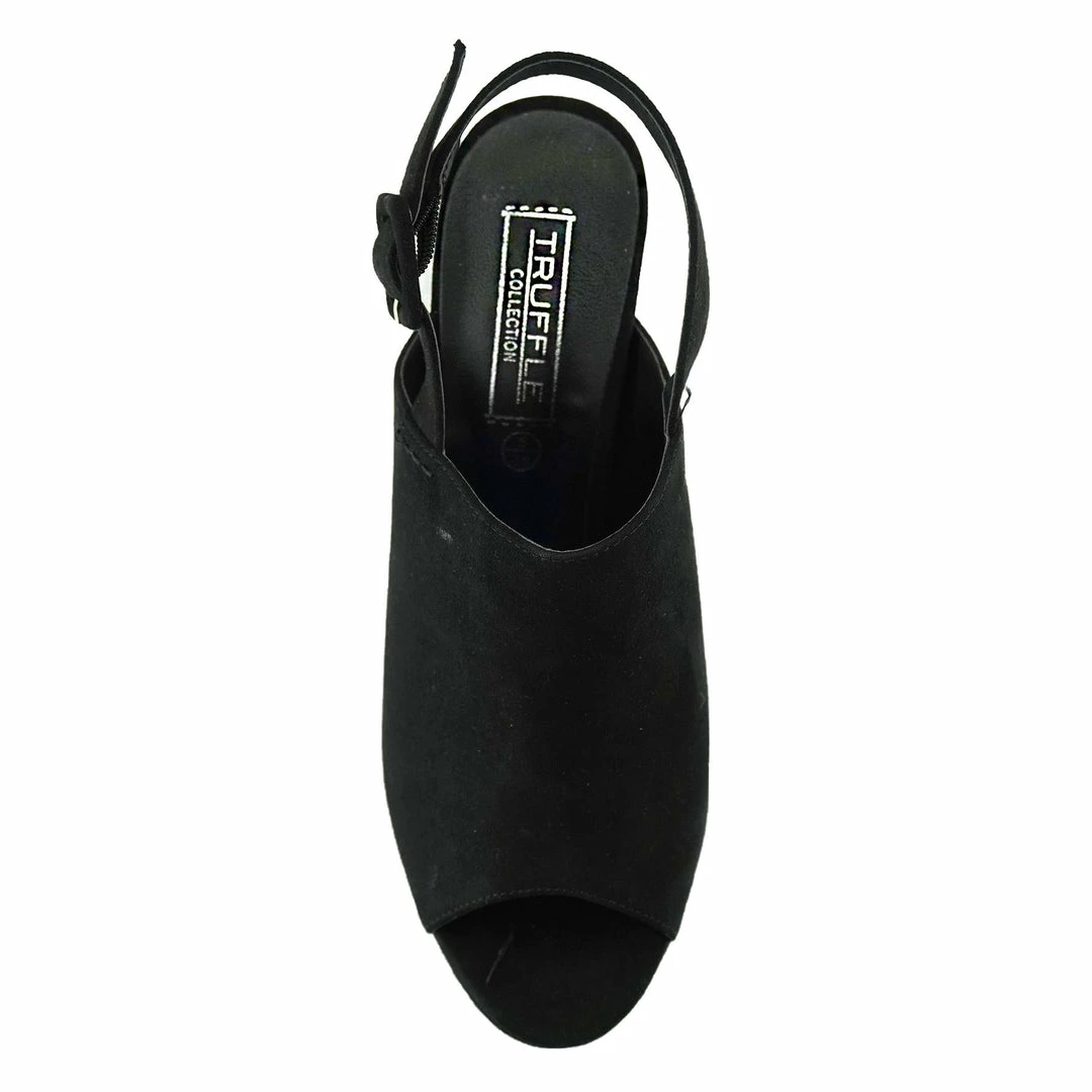 Kickfootwear WOMENS Platform Peep Toe Mules - Black 7 Kickfootwear WOMENS Platform Peep Toe Mules - Black