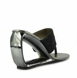 Kickfootwear WOMENS Grace Metallic Toe Sparkle Sandals - Black