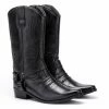 Kickfootwear MENS Range Long Western Cowboy Boots With Ring - Black