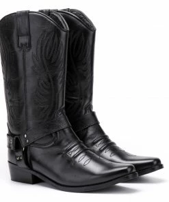 Kickfootwear Sales 2022 5 Kickfootwear MENS Range Long Western Cowboy Boots With Ring - Black