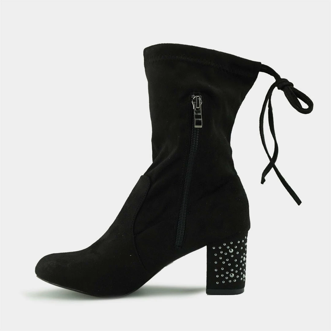 Kickfootwear Mona Faux Suede Stud Heel Sock Boots - Black WOMENS 2 Kickfootwear Mona Faux Suede Stud Heel Sock Boots - Black WOMENS