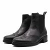 KICK FOOTWEAR Eve Black Leather Chelsea Brogue Ankle Boots - 1001