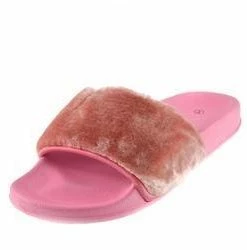 Kickfootwear WOMENS Fluffy Sliders Lightweight Sandal - Pink