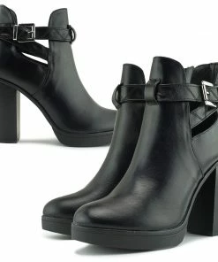 Kickfootwear Dakota Cut Out Chunky Ankle Boot - Black