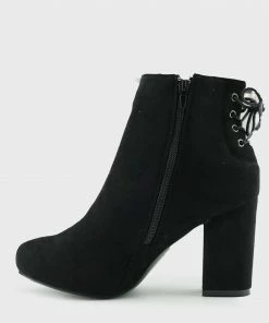 Kickfootwear WOMENS Corset Back Heeled Ankle Boots - Black