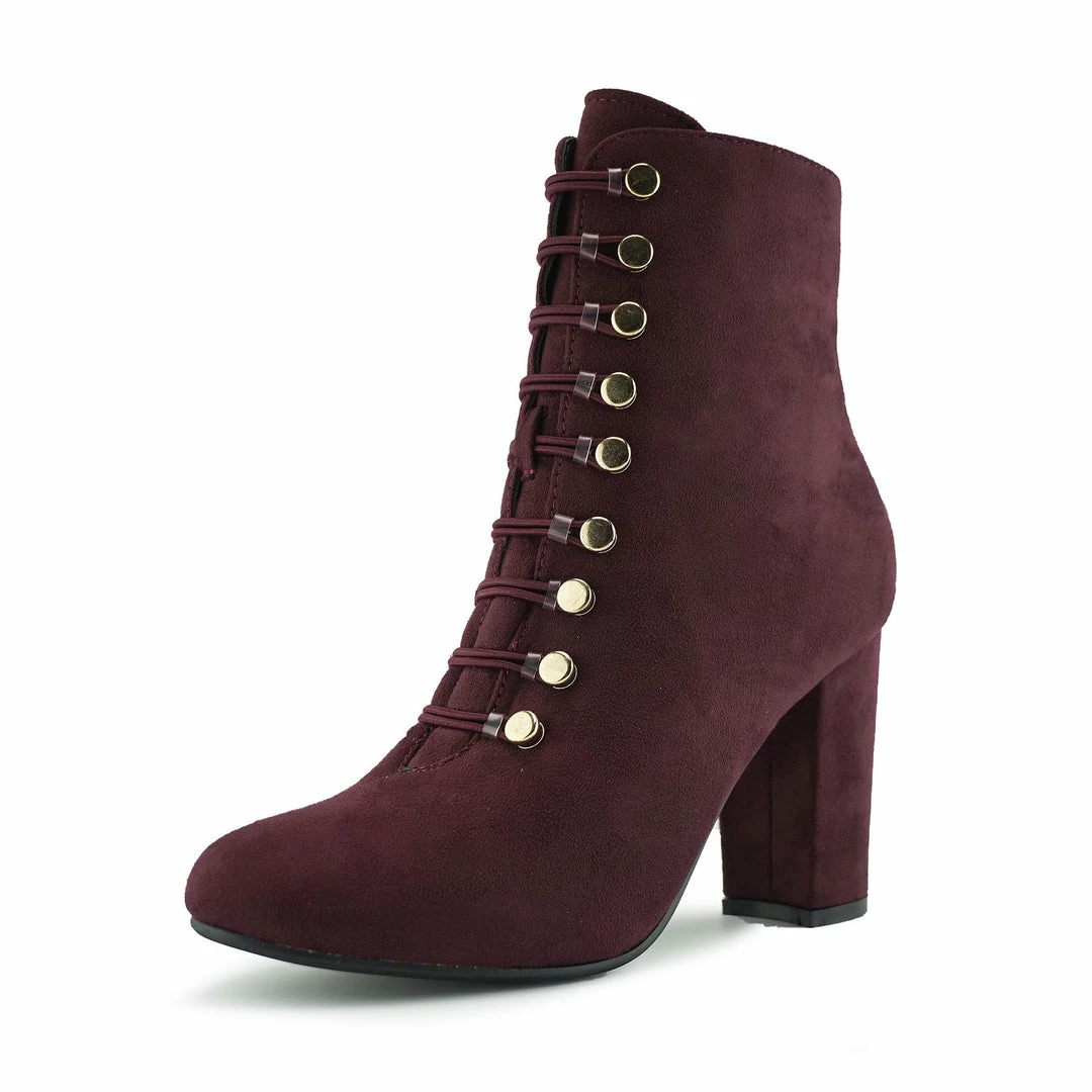 Kickfootwear Lucia Vintage Gold Button Boots - Burgundy 2 Kickfootwear Lucia Vintage Gold Button Boots - Burgundy