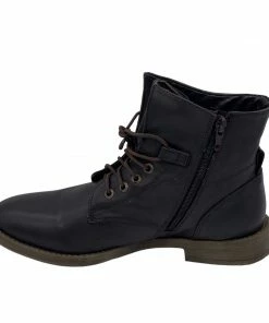 Kickfootwear Park Combat Ankle Lace Up Flat Boots - Brown WOMENS