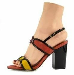 Kickfootwear WOMENS Block Heel Buckle Sandals - Orange 5 Kickfootwear WOMENS Block Heel Buckle Sandals - Orange