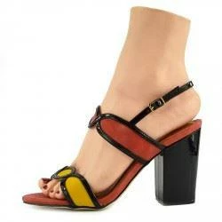 Kickfootwear WOMENS Block Heel Buckle Sandals - Orange 3 Kickfootwear WOMENS Block Heel Buckle Sandals - Orange