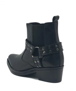 Kickfootwear WOMENS Ace Ladies Leather Black Stud Biker Boots