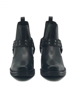 Kickfootwear WOMENS Ace Ladies Leather Black Stud Biker Boots