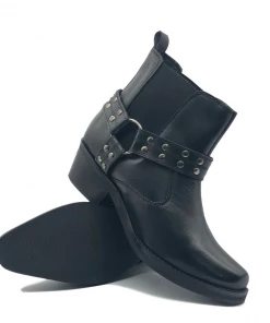 Kickfootwear WOMENS Ace Ladies Leather Black Stud Biker Boots