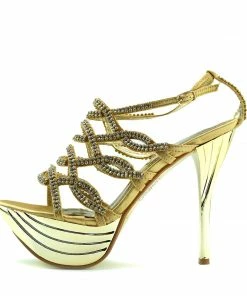 Kickfootwear Womens Charmaine Clear Perspex High Heels Fashion Platform Pole Dancing Shoes - Gold AB191