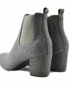 Kickfootwear Chunky Textile Chelsea Block Heel Ankle Boots - Grey