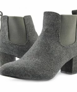 Kickfootwear Chunky Textile Chelsea Block Heel Ankle Boots - Grey