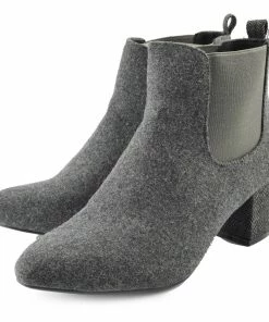 Kickfootwear Chunky Textile Chelsea Block Heel Ankle Boots - Grey