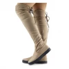 Kickfootwear Alisha Soft Over The Knee Slouch Flat Boots - Tan