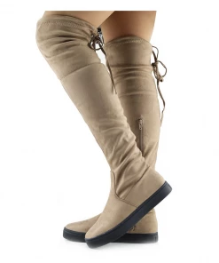 Kickfootwear Alisha Soft Over The Knee Slouch Flat Boots - Tan