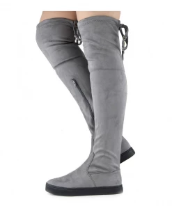 Kickfootwear WOMENS Alisha Soft Over The Knee Slouch Flat Boots Grey
