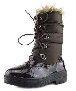 Kickfootwear Aspen Short Snow Grip Sole Lined Boots - Brown WOMENS