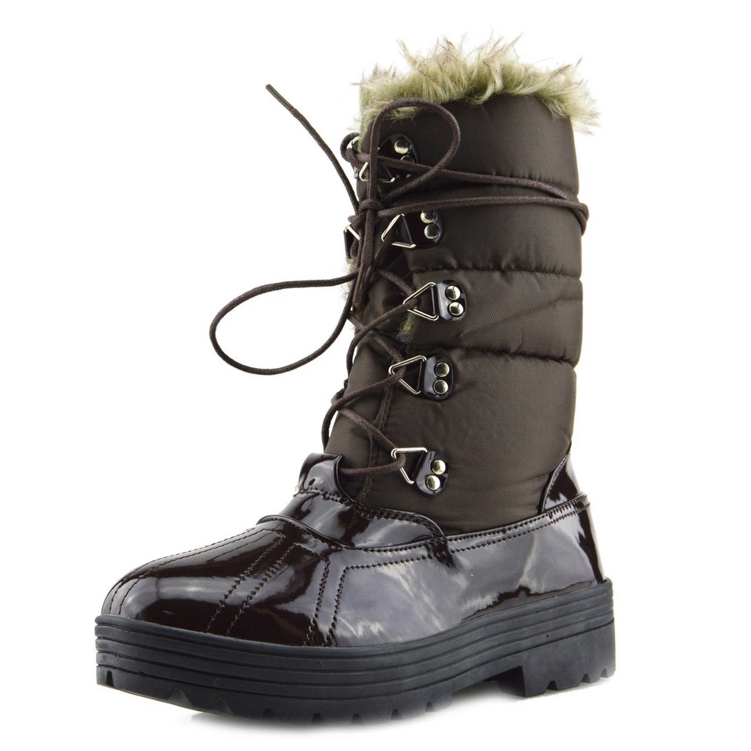 Kickfootwear Aspen Short Snow Grip Sole Lined Boots - Brown WOMENS 1 Kickfootwear Aspen Short Snow Grip Sole Lined Boots - Brown WOMENS