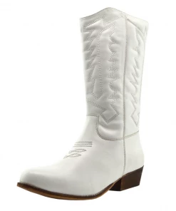 Kickfootwear Belle Faux Leather Western Cowboy Boots - White WOMENS