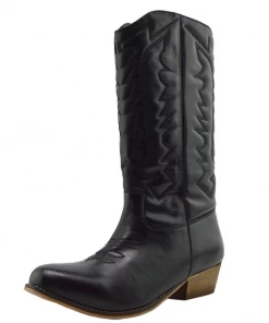 Kickfootwear Belle Faux Leather Western Cowboy Boots - Black WOMENS