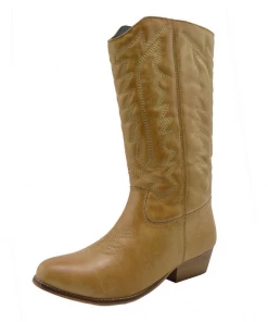 Kickfootwear Belle Faux Leather Western Cowboy Boots - Tan