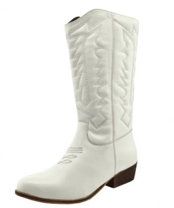 Kickfootwear Belle Faux Leather Western Cowboy Boots - White WOMENS