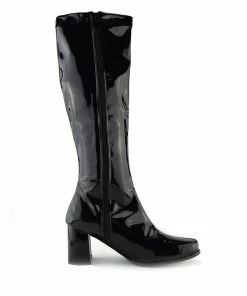 Kickfootwear Betty Block Heel Retro Boots - Black WOMENS