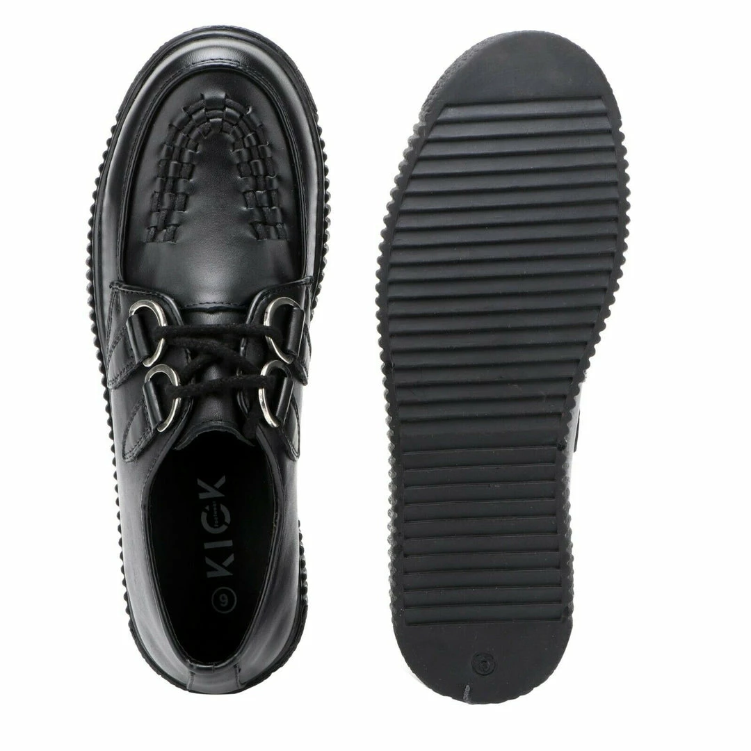 Kickfootwear WOMENS Women's Riot Black Leather Creepers 3 Kickfootwear WOMENS Women's Riot Black Leather Creepers