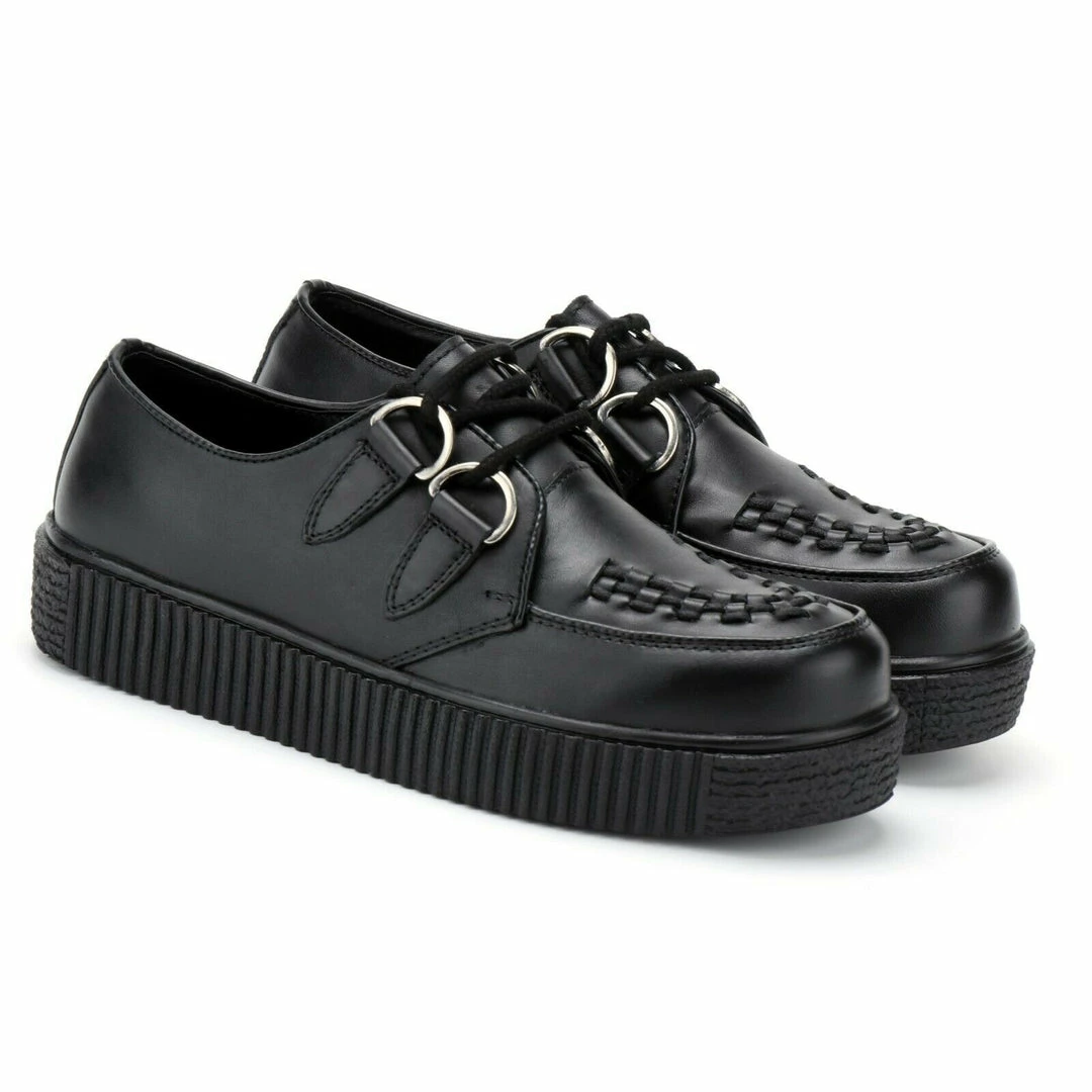 Kickfootwear WOMENS Women's Riot Black Leather Creepers 6 Kickfootwear WOMENS Women's Riot Black Leather Creepers