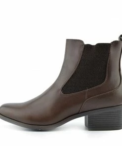 Kickfootwear Chunky Chelsea Block Heel Ankle Boots - Brown