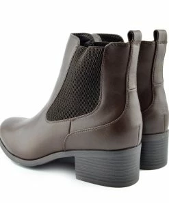 Kickfootwear Chunky Chelsea Block Heel Ankle Boots - Brown