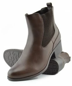 Kickfootwear Chunky Chelsea Block Heel Ankle Boots - Brown