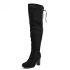 Kickfootwear WOMENS Camille Soft Block Heel Over The Knee Boots - Black