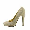 Kickfootwear Liberty Diamante Gem Glitter Court Shoes - Gold
