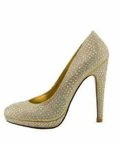 Kickfootwear Liberty Diamante Gem Glitter Court Shoes - Gold