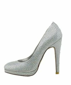 Kickfootwear Liberty Diamante Gem Glitter Court Shoes - Silver WOMENS