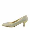 Kickfootwear Low Heel Sparkle Pointed Kitten Shoes - Gold WOMENS