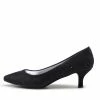 Kickfootwear Low Heel Sparkle Pointed Kitten Shoes - Black