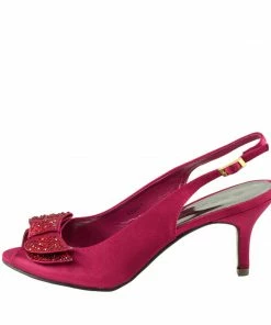 Kickfootwear WOMENS Satin Bow Party Slingbacks - Red