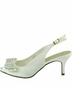 Kickfootwear WOMENS Satin Bow Party Slingbacks - Ivory