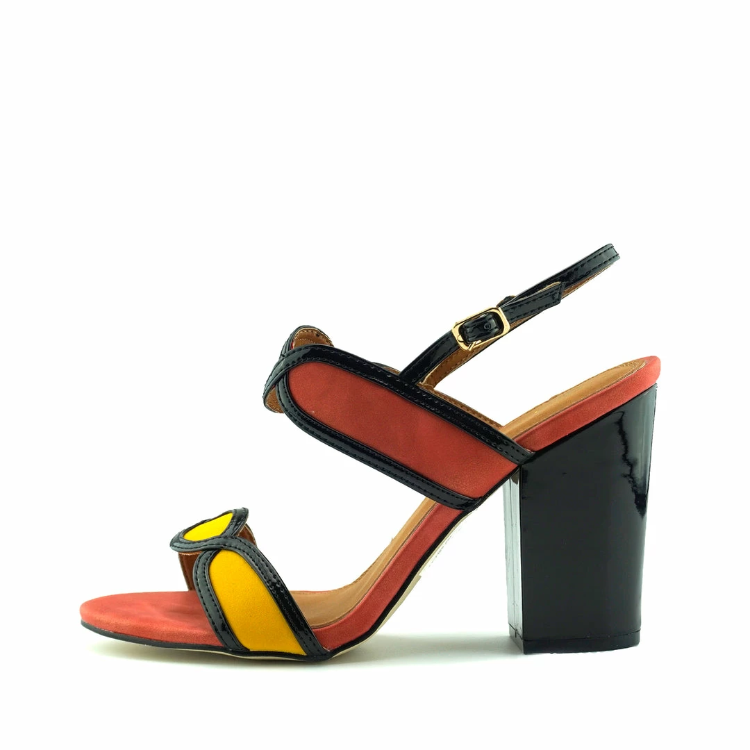 Kickfootwear WOMENS Block Heel Buckle Sandals - Orange 1 Kickfootwear WOMENS Block Heel Buckle Sandals - Orange