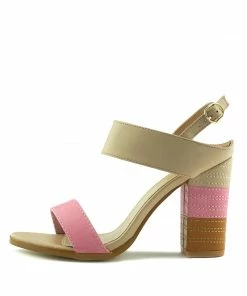 Kickfootwear Block Heel Buckle Sandals - Pink WOMENS