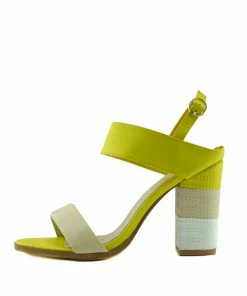 Kickfootwear WOMENS Block Heel Buckle Sandals - Yellow