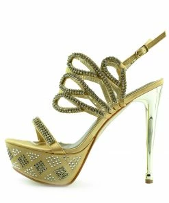 Kickfootwear Womens Charmaine Clear Perspex High Heels Fashion Platform Pole Dancing Shoes - Gold AB3909